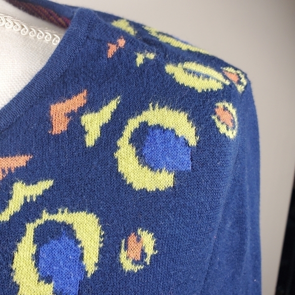 Anthropologie HWR Blue Cropped Sweater Embroidered - Picture 4 of 12